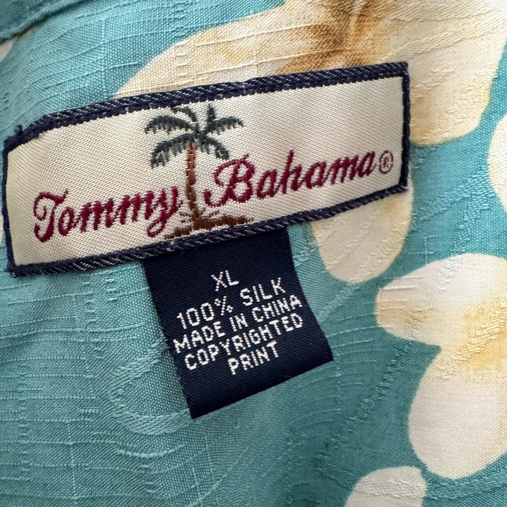 Tommy Bahama Teal and Cream Silk Shirt